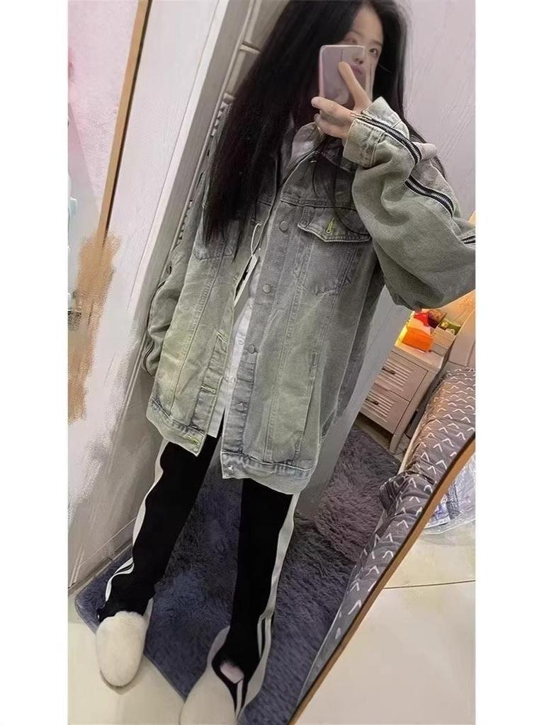 Women's Loose-Fit Retro Denim Jacket: Heavy-Work Versatile Design for Spring and Autumn