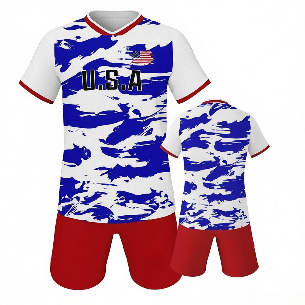 USA Football Set Soccer Jersey Shorts Team Training Uniform Fans