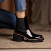 Fashion HOT SALE Women Boots Patent Leather Shoes for Women Round Toe Chunky Boots Platform Shoes Winter Modern Boots Women Punk Shoes