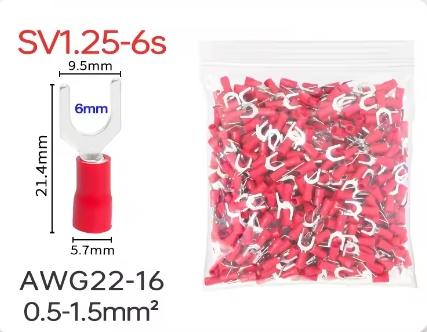500PCS Fork Crimp Terminal M4/M5/M6 Spade Plugs Pre-insulated Ferrules Lugs For Splice Electricals Cable Wire End Connectors