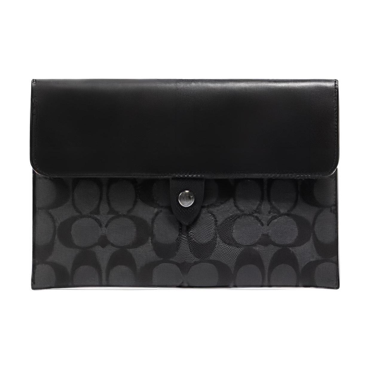 

New COACH Tablet Canvas With Leather Card Holder, Wallet Medium Men s Black C2024-QBCHR 23*1.3*17.8CM