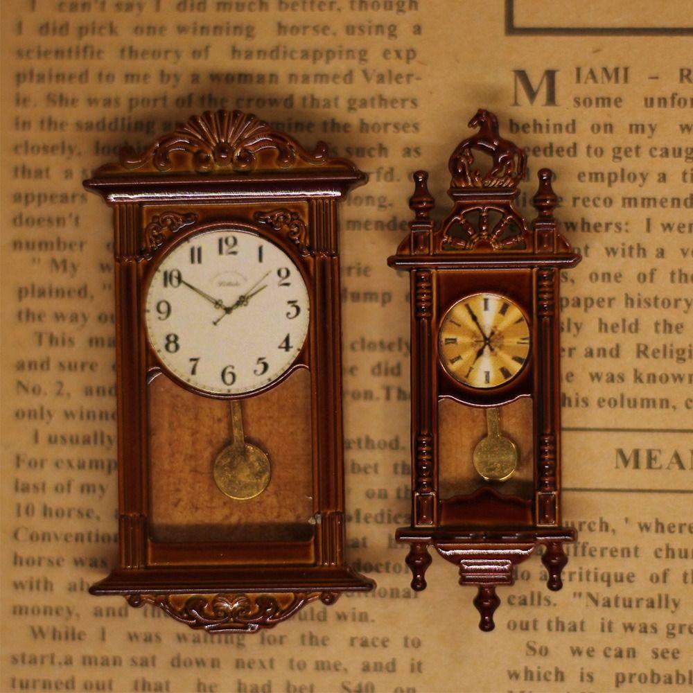 Pretend Play Miniaturas 1:12 Dollhouse Miniature Wall Clock Furniture Toy Play Doll House