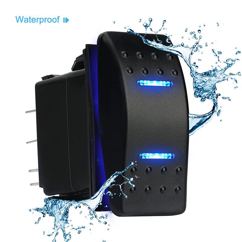 Waterproof Rocker Switch 7 Pin DPDT Toggle On-off-on 15a24v Double Light With Jumper Wires
