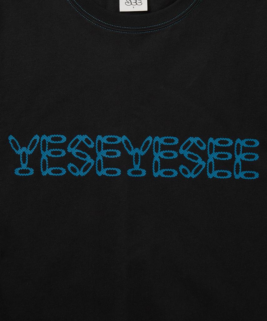 YESEYESEE Contrast Stitch Chain Logo Tee Black