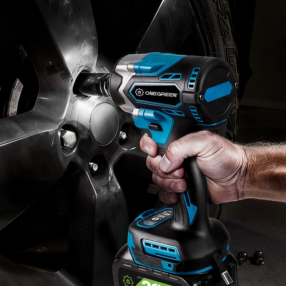 ONEGREEN Brushless 1000N.M Electric Impact Wrench 1/2" Cordless Drill Screwdriver Car Repair Power Tool For Makita Battery Pin