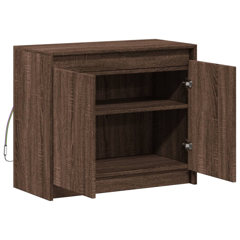 LED Sideboard Brown Oak Effect 72 x 34 x 61 cm Particleboard
