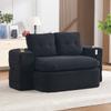 2-in-1 Sleeper Chair Made of Corduroy, Sofa Bed, with Adjustable Armrests, 2 Cup Holders, High Backrest and Extra Deep Seat, Black