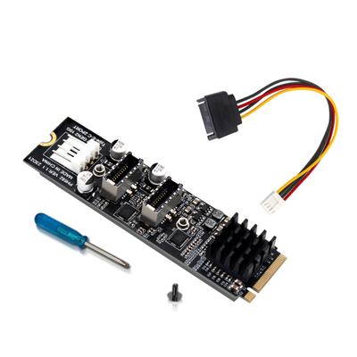 M2 M-key NVME PCIE To 2-port USB3 10G Expansion Card ASM3142 High-Performance Chip Adapter with Heatsink