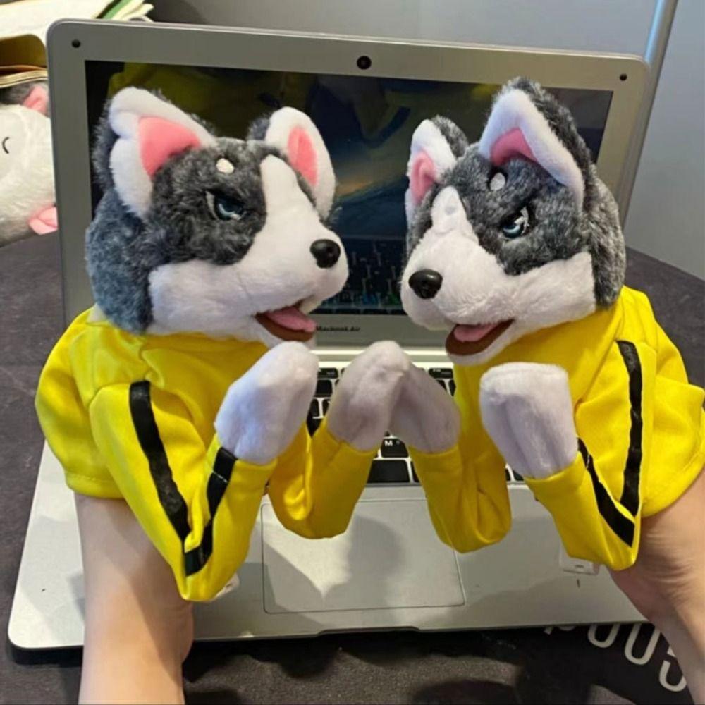 Battle Boxing Dog Doll with Sound Tricky Doll Funny Husky Vocal Hand Puppet