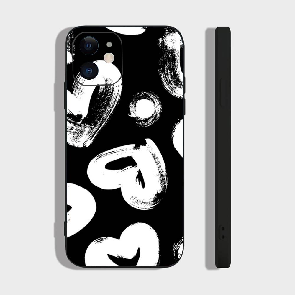 Full Screen Love Phone Case For IPhone 17 Air 16 15 14 13 Pro Max 11 12 Black Silicone Cover