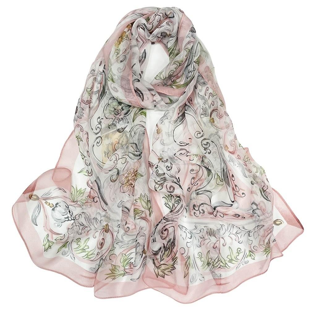 

Sun-Resistant Silk Scarf Breathable Long Wraps Durable Bandana for Women рожевий