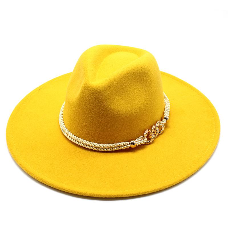 Cappello Stile Britannico 9,5 Cm Ampio Bordo Cappello a Cilindro di Lana da Uomo e Donna Caldo Cappello Jazz Perla