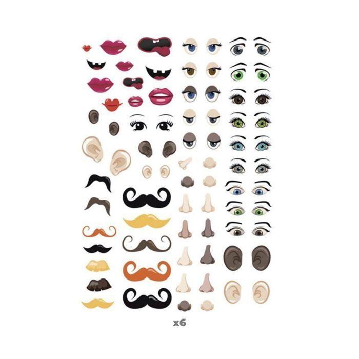 744 gommettes adhésives - yeux et visage