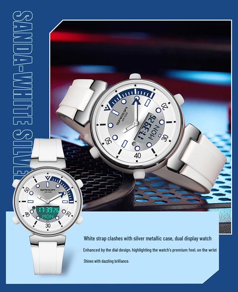Sanda Youth Luminous Multi-Functional Waterproof Wristwatch