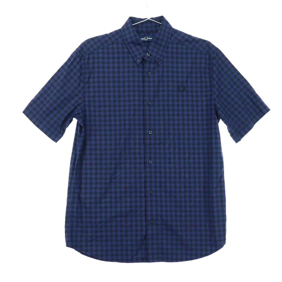 

Beauty products FRED PERRY One point logo embroidery Gingham check Short sleeve Button down shirt Men s Used