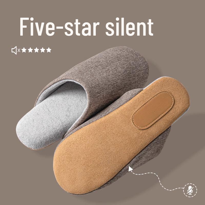 U-Tone Japanische Geräuschlose Baumwollpantoffeln mit Weicher Sohle für Damen und Herren