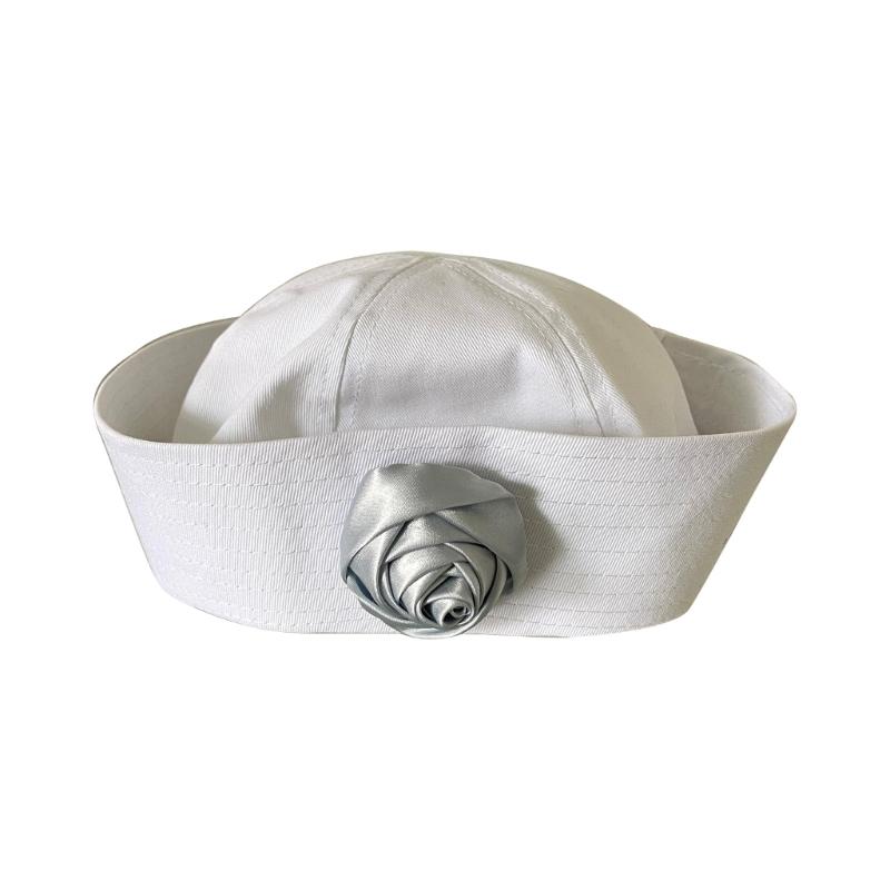 Spring Sunproof Sailor Hat Woman Commutes Captain Hat Camping Taking Photo Sailor Hat with Rose Decals for Girlfriend серый/белый