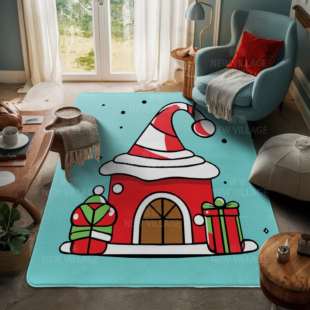 House Entrance Carpet Home Door Mat Living Room Bath Foot Bathroom Non-slip Water Absorption Rugs Bath Merry Christmas Winter