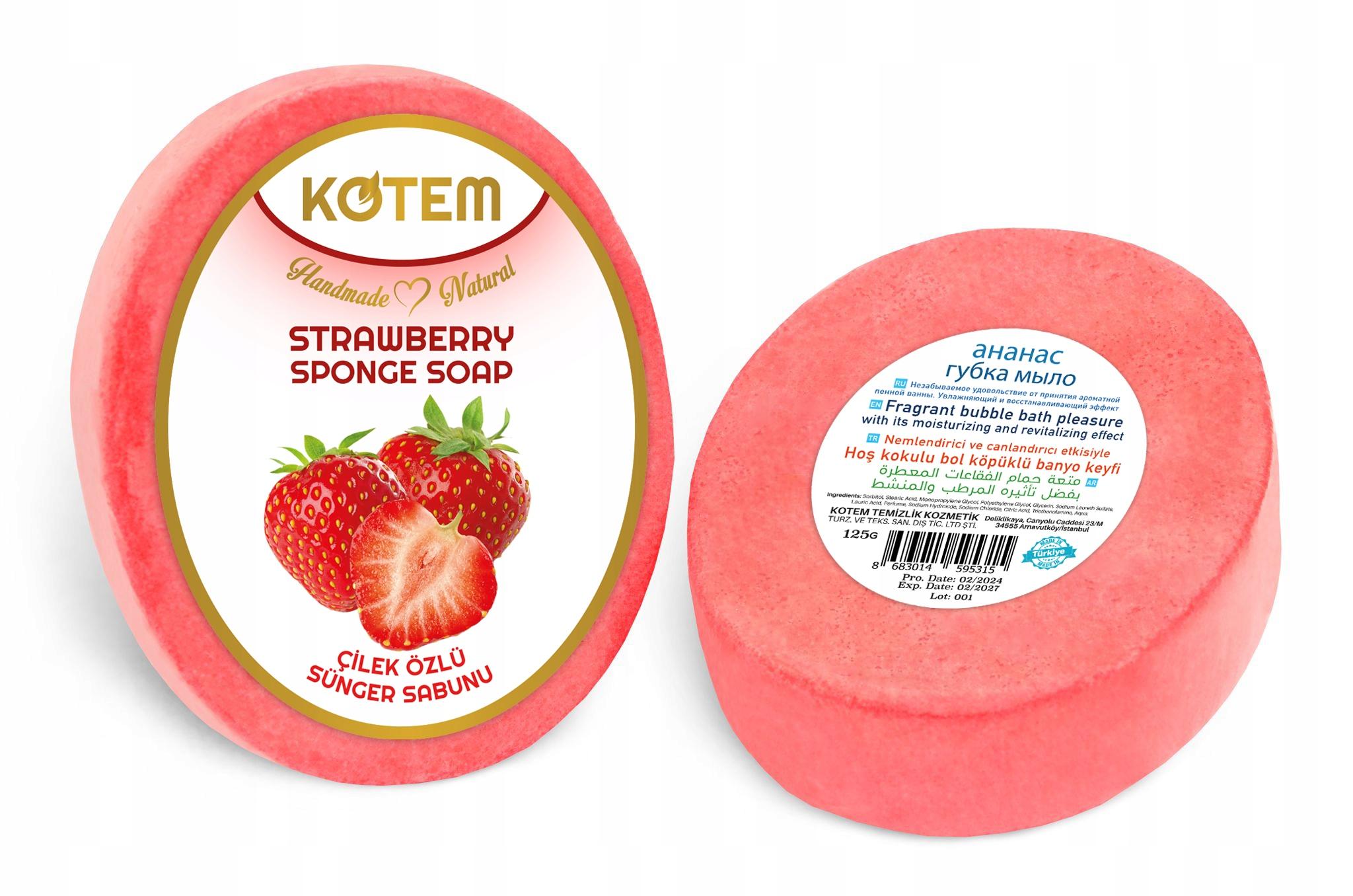 Kotem - Naturseife mit Schwamm Erdbeere 125g