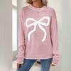 2025 Autumn/Winter Women's Bow Christmas Round Neck Long Sleeve Pullover Sweater