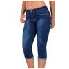 Women's Fashion Slim Jeans Cuffed Stretch Jeans Plus Size Cropped Pants