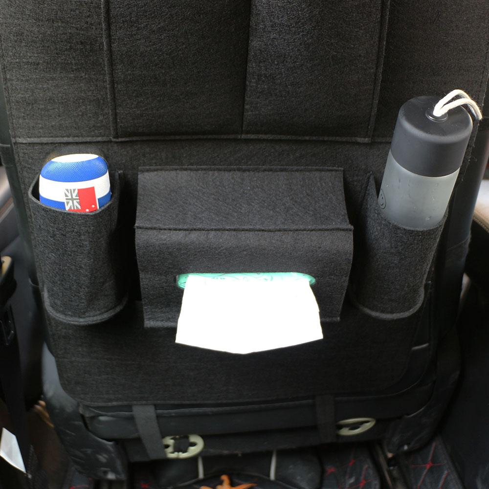 Car Seat Back Organizer Woolen Universal Backseat Hanging Storage Bag Protector Auto Cup Mobile Phone Tissue Pockets Holder