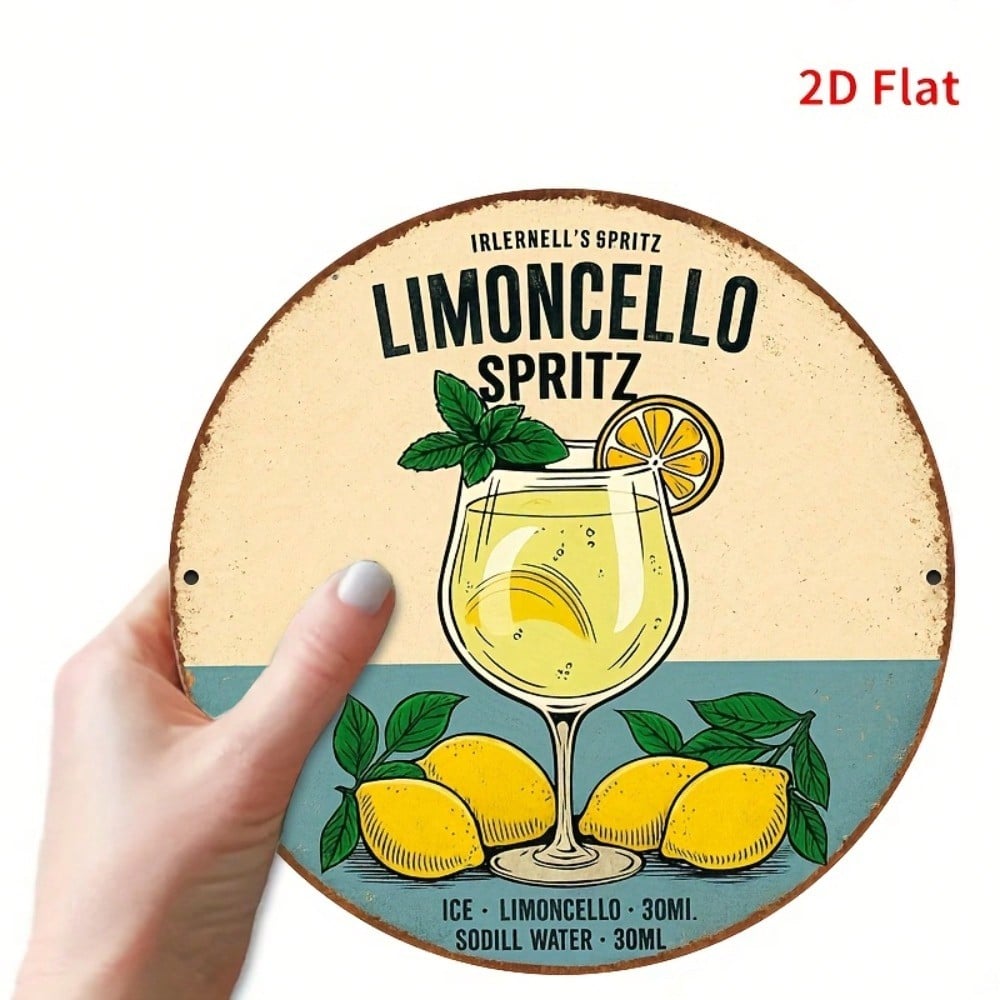 Vintage Metal Tin Sign 8x8 Inch Round Limoncello Spritz Wall Art Rustic Decor for Garage Man Cave Garden Bar Outdoor