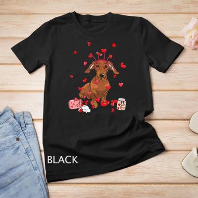 Hund Valentinstag Süßer Dackel Valentinstag T-Shirt