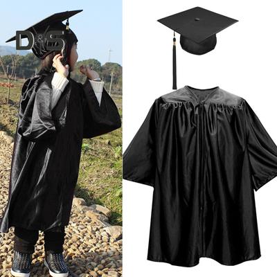 1 Set Unisex Kinderen Afstudeer Toga Hoed Set Voorkant Rits Losse Kwastje Jaar Tag Leerling Kleuterschool Afstudeer Ceremonie Toga Pet Kwastje Set