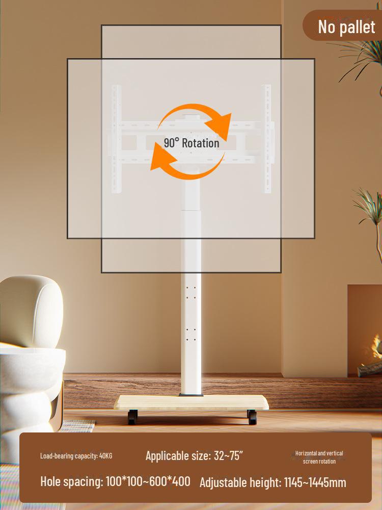 Youbei Mobile TV Stand for Xiaomi, Hisense, TCL - Floor-Standing White Solid Wood Art Cart