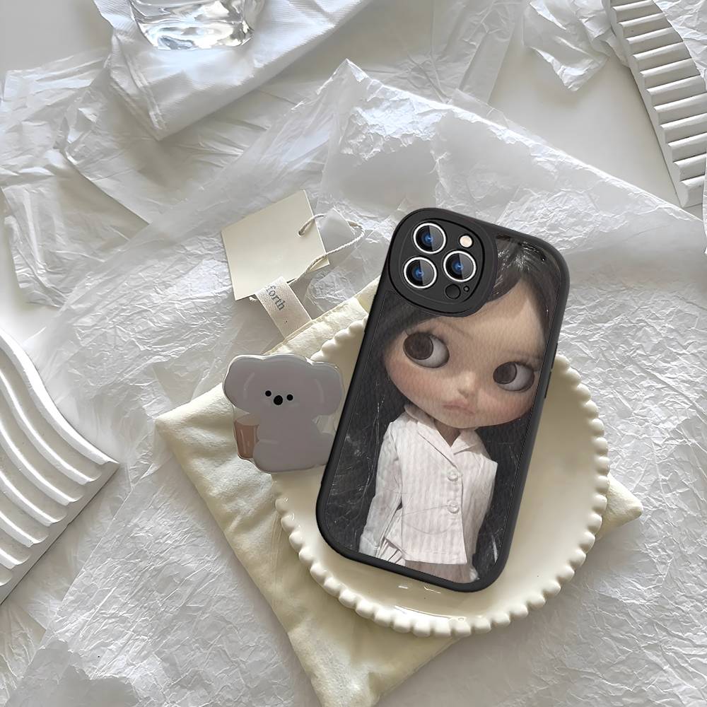Dark Cute Girl Doll Art Phone Case For IPhone 16 15 14 13 Pro Max 11 12 Plus Leather Silicone Cover