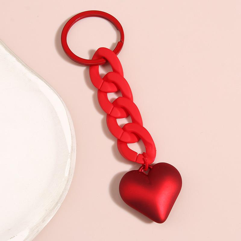 Handmade Heart Keychain Acrylic Plastic Link Chain Key Ring For Women Girls Handbag Pendant Accessorie Car Keys Jewelry Gifts