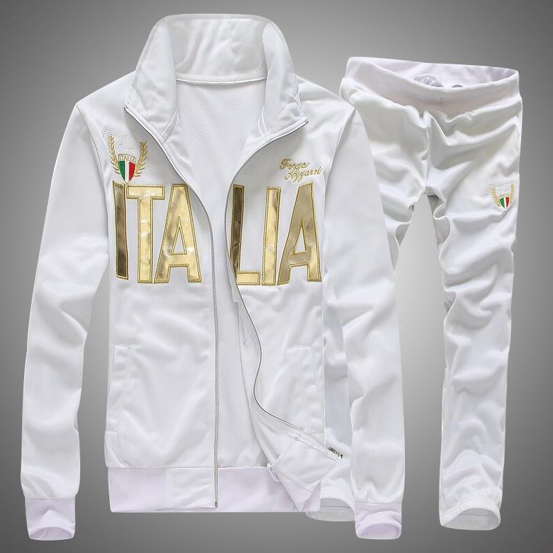 Men's ITALIA Tracksuit Zip Up Jacket Pants 2 Piece Sportswear Set
