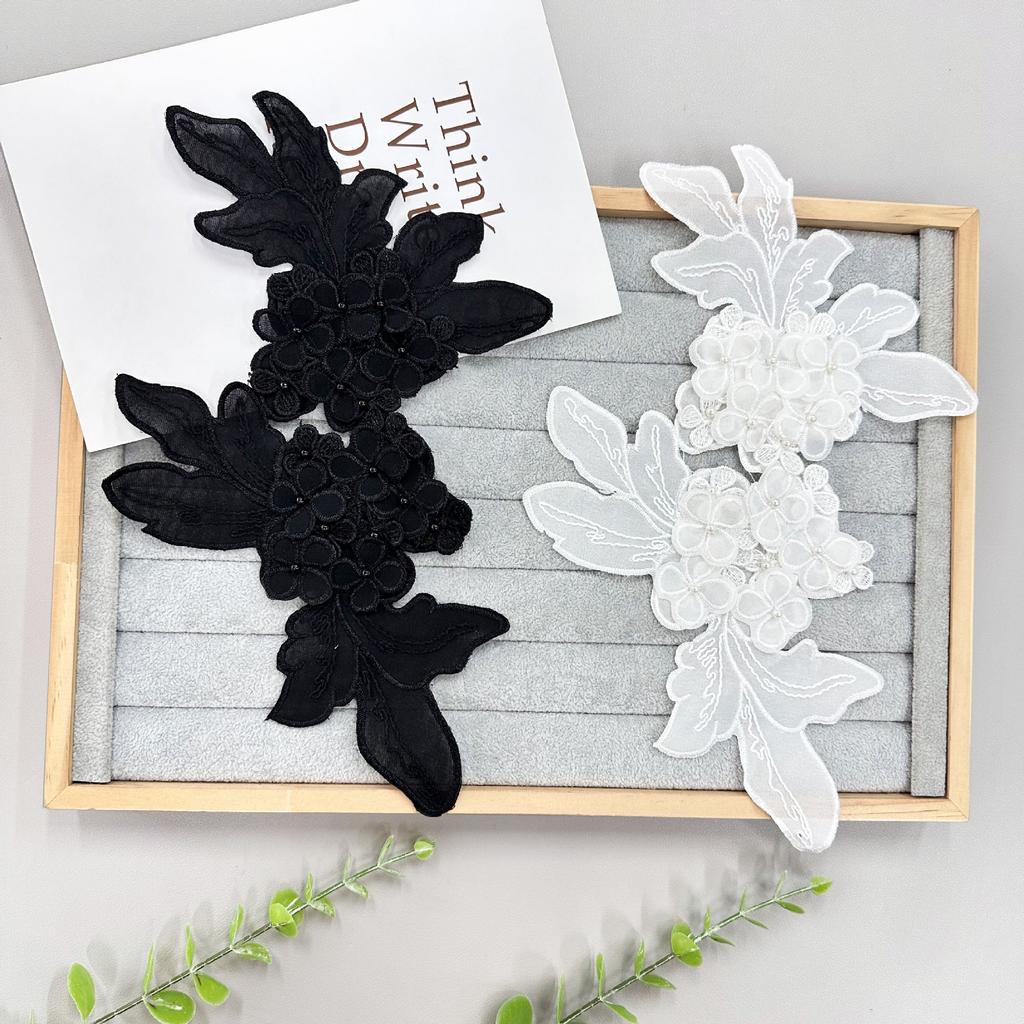 Lace Multi-Layer Hydrangea Beads Three-Dimensional Embroidery Flower Dress Dress Shirt Flower Sticker Cloth Sticker Accessories