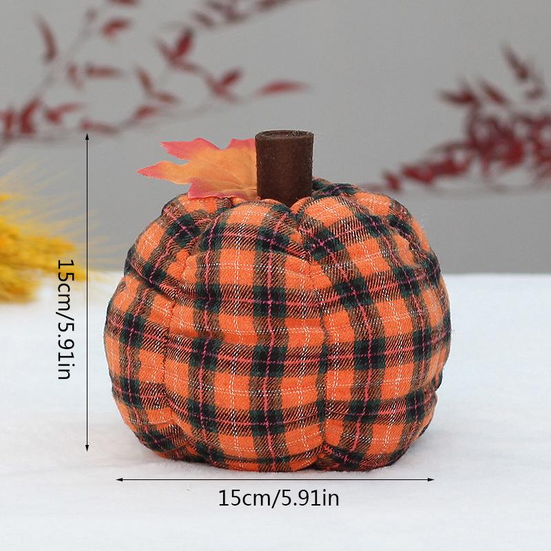 4/5/6in Checkered Fabric Pumpkin PP Cotton Filled Knitted Fabric Small Size Soft Pumpkin Plush Toys