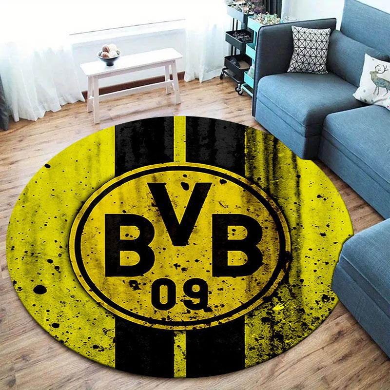 Borussia Round Area Rug,Carpet Rug for Living Room Bedroom Sofa Playroom Decor,Non-slip Floor Mat