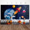 Rocket Space Backdrop For Photography Earth Stars Photo Baby Shower Child Birthday Background Decor Newborn Kid Party Backdrops