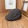 New hat women's autumn and winter Xiaoxiang style forward hat plaid cap warm and versatile