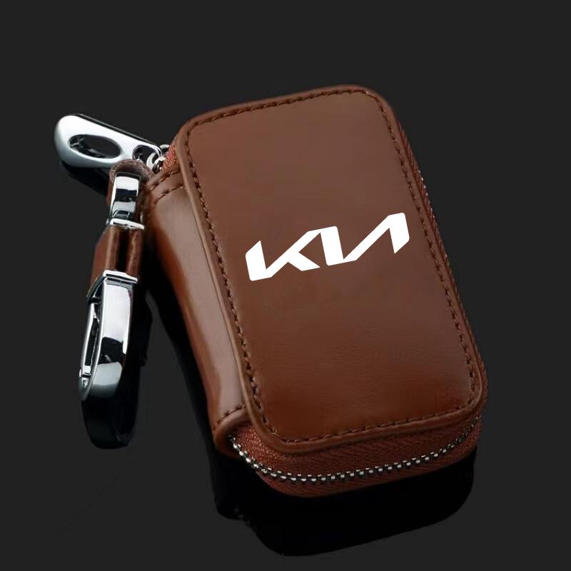 2026 Hot Car Sticker Genuine Leather KeyChain Unisex Key Bag Multifunction Organizer Wallet For KIA RIO 2 3 4 5 Xline x line Car