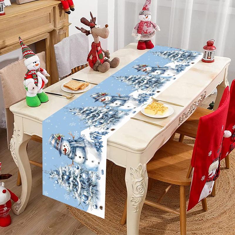 Christmas Table Runner Snowman Tablecloth Christmas Decorations for Home 2026 Navidad Noel Xmas Table Ornaments New Year 2026