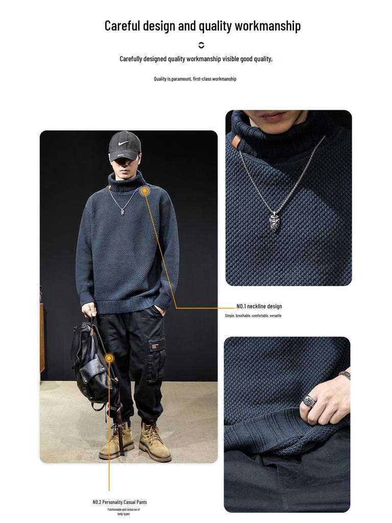 Men's Winter 2025 Loose Heavy Knit Plus Size Trendy Jacket