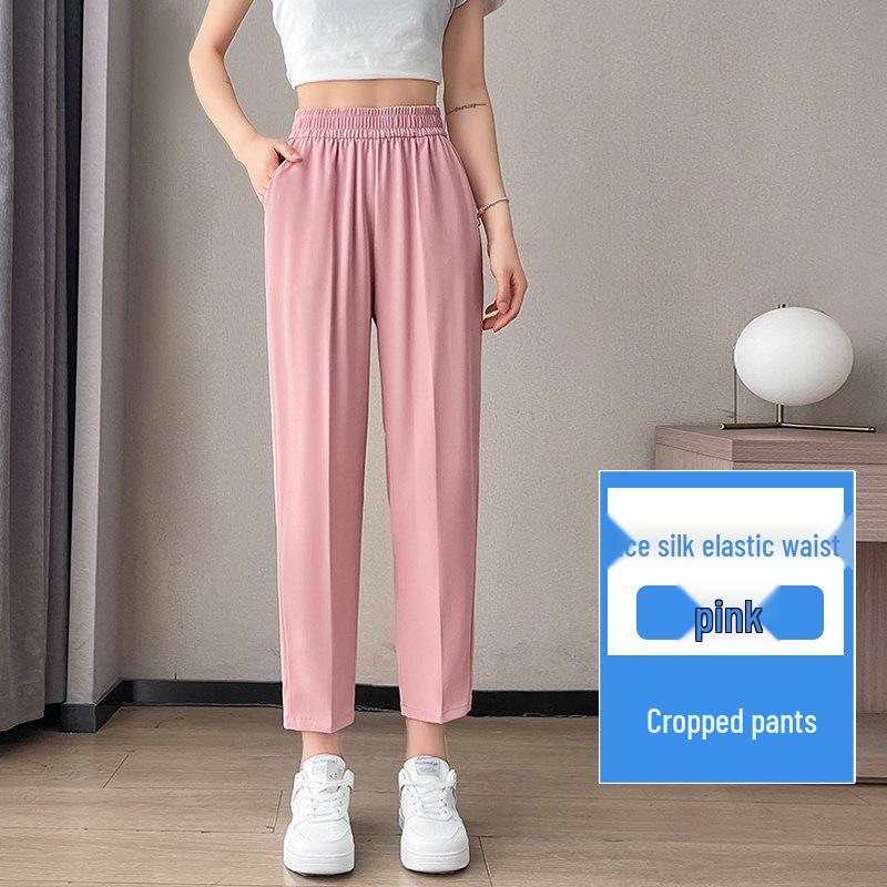 

Women s White Ice Silk Chiffon Petite Harem Pants - Summer Thin, Loose, Carrot Style, Eight/Nine-Point Length 4XL fits 72.5-80 kg