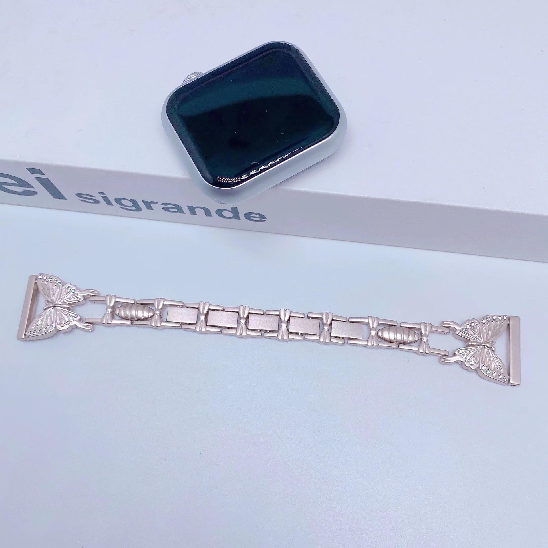 

Совместимый модный металлический ремешок-цепочка с бриллиантами в виде бабочки для Samsung Galaxy Watch4 и Active2 20mm