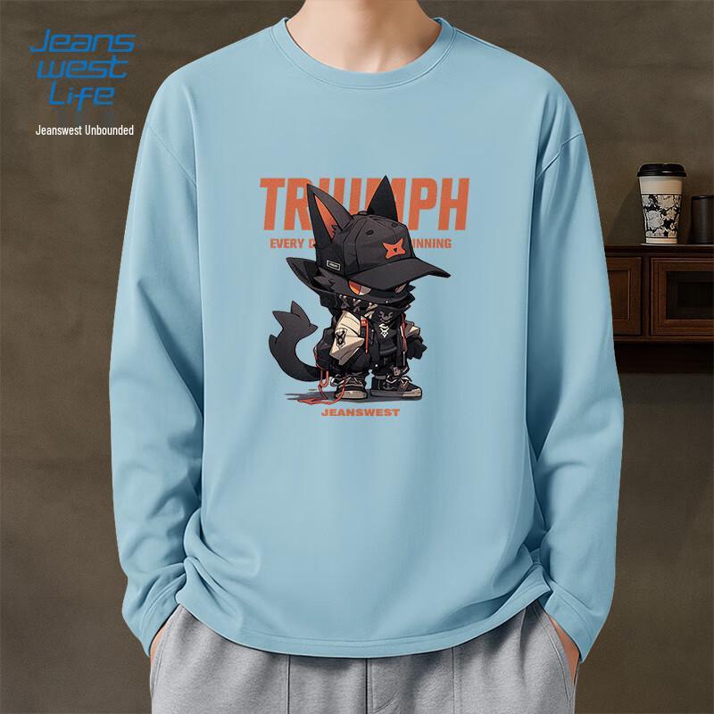JEANSWEST LIFE Men's Retro Cotton Long Sleeve T-Shirt