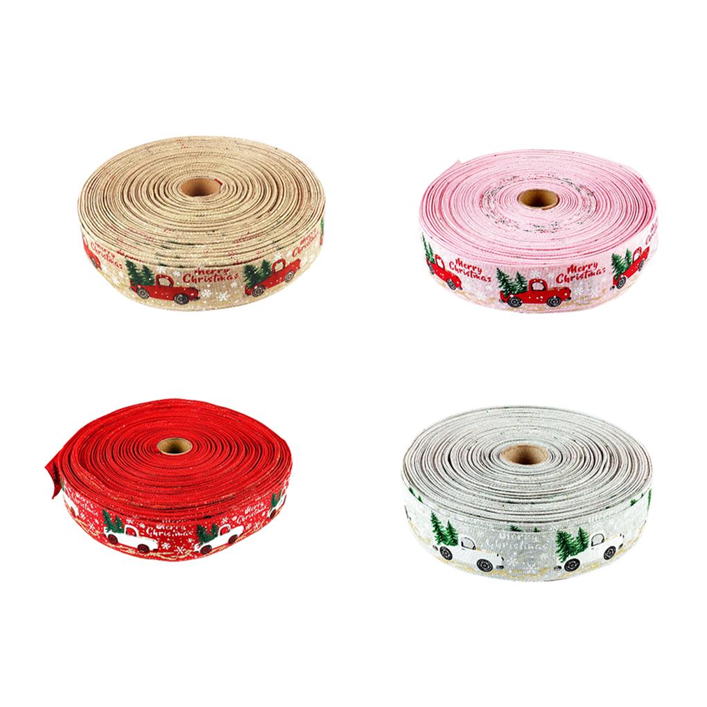 1 Roll Christmas Ribbon Wedding Xmas Tree Decoration Glittery Printed Gifts Packing Flower Banquet DIY Art Handicrafts Band