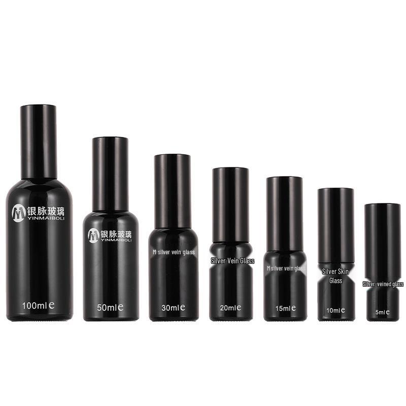 Silver Vein Spot Black Spray Essential Oil Bottle (100ml) & Amethyst Matte Black Perfume Spray Bottle (30ml)
