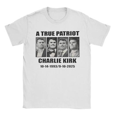 Charlie Kirk A True Patriot T-Shirts for Men  Vintage Cotton Tees O Neck Short Sleeve T Shirt Big Size Tops