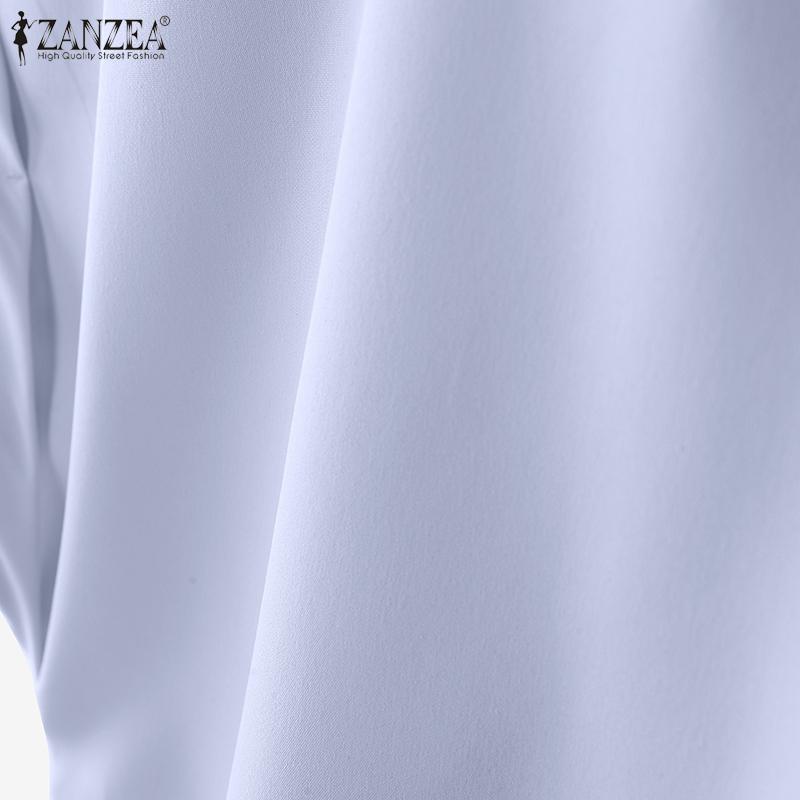 ZANZEA Camisas de Verano para Mujer Cuello Camisero Manga Corta Holgadas