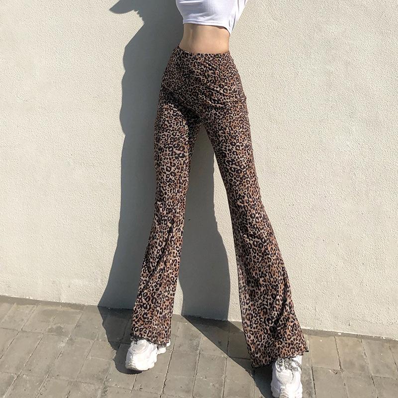 New Women's Trousers, High Waist Drape, Leopard Print Micro-flap Pants, Women's Leg-length Casual Trousers