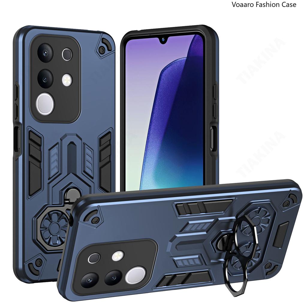 Dual Finger Ring Armor Cover for Vivo Y29 4G Case for Vivo T4X Rotate Metal Bracket Kickstand Holder Case Shockproof Capa